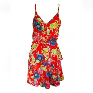 Sienna Sky Red Floral Outfit Ruffle Women’s Skirt Shirt Set New Size XS